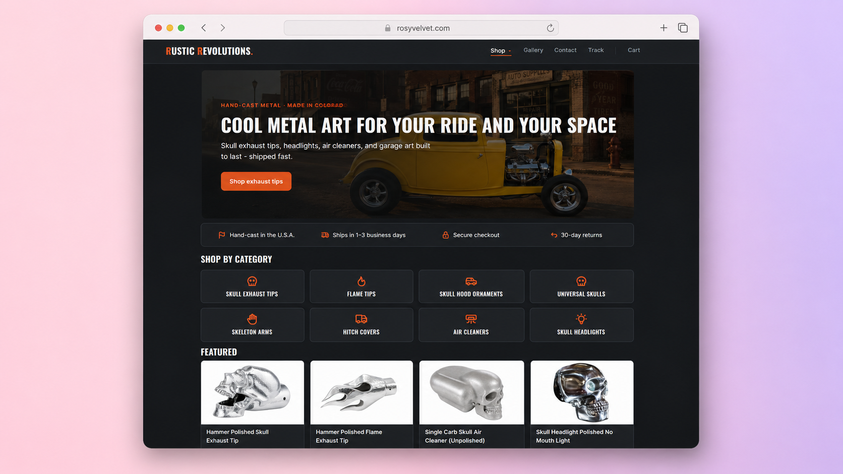Rustic Revolutions - Skull & Biker Auto-Parts Storefront