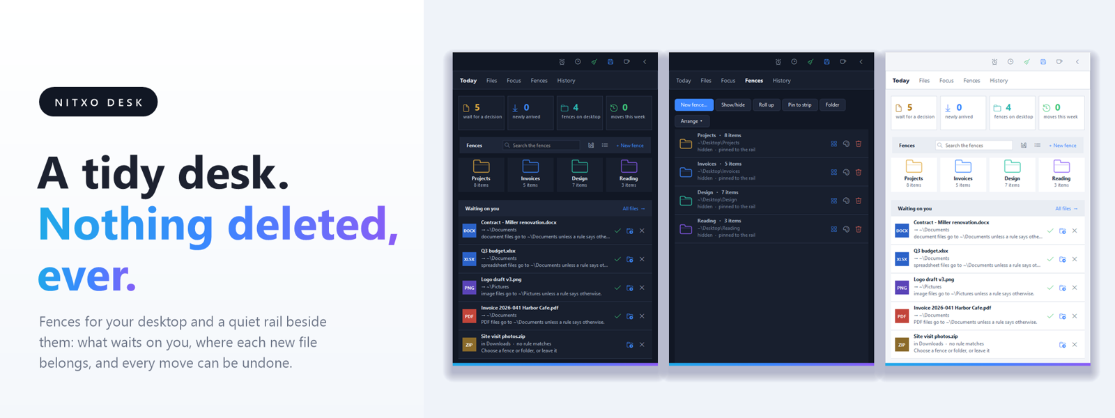 Nitxo Desk - clear the desktop desktop utility software for Windows power users
